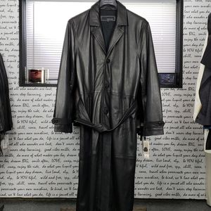 💥NEW💥 Men's Medium Black Soft Leather Trench Coat